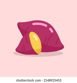 Illustration vector graphic of Sweet Potato. Sweet Potato flat style isolated on a pink background. The illustration is suitable for web landing pages, banners, flyers, stickers, cards, etc.