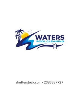 Illustration vector graphic of swimming pool cleaning service logo vector template