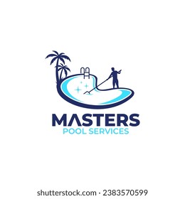 Illustration vector graphic of swimming pool cleaning service logo vector template