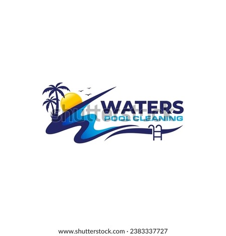 Illustration vector graphic of swimming pool cleaning service logo vector template