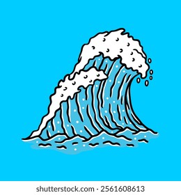 Illustration vector graphic of  SWIMMING WITH WAVES DESIGN VECTOR ILLUSTRATION for apparel design merchandise, such as logos on product packaging