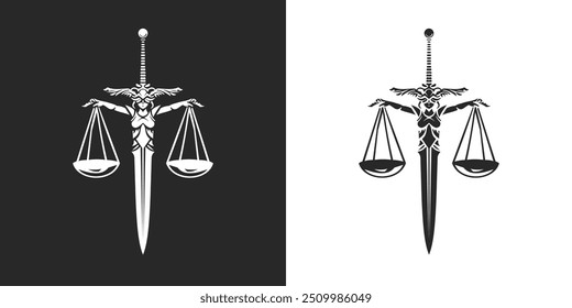 Illustration vector graphic of Sword and scale of justice logo