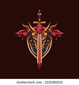 Gráfico vectorial de ilustración: espada y escudo 