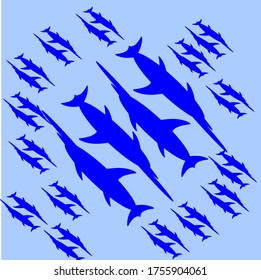illustration vector graphic of swordfish concept design with blue background