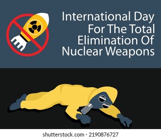 ilustración vectorial gráfico del símbolo está prohibido de usar armas nucleares y un portador de armas está muriendo, perfecto para el día internacional, eliminación de armas nucleares, celebración, tarjeta de saludo