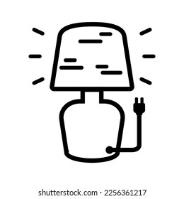 Ilustración Vector Gráfico de tabla, lámpara, Icono de luz. Dibujo de línea. Negro