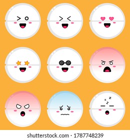 Illustration vector graphic of tablet emoticon set