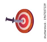 Illustration vector graphic of the target board with the knife stuck. Perfect for logos, web pages, success goal themed banners, target icons.