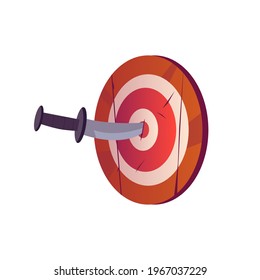 Illustration vector graphic of the target board with the knife stuck. Perfect for logos, web pages, success goal themed banners, target icons.