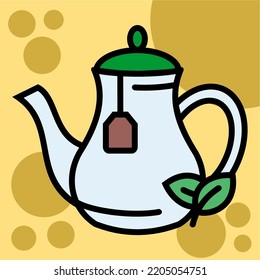 Ilustración Vector Gráfica de la olla de té, bebida de té, icono de la bebida caliente del frasco