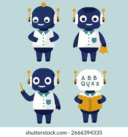 illustration vector graphic of teacher robots