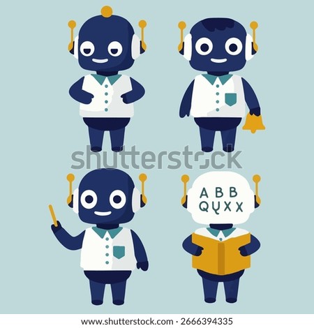 illustration vector graphic of teacher robots