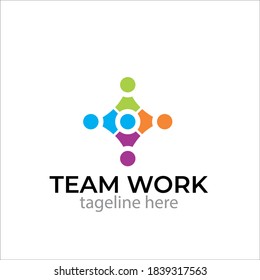 Ilustración vectorial gráfico de la plantilla de diseño del logo del concepto de trabajo de equipo

