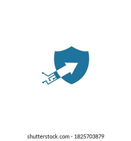 Ilustración Gráfica vectorial del logotipo Escudo de flecha de tecnología