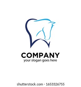 Illustration Vector Graphic Of Teeth With A Head Of Horse Isolated In White Background Perfect For Equine Dental Clinic Logo