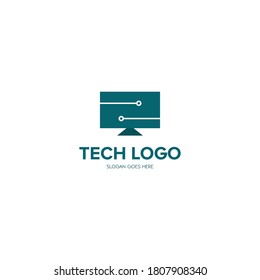 Illustration Vector Graphic of Television Tech Logo. Perfect to use for Technology Company