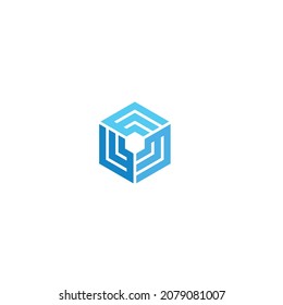 Illustration vector graphic template of box polygon logo