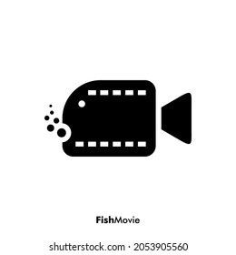 Illustration vector graphic template of fish movie Dual Meaning logo