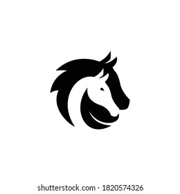 Ilustración de la plantilla gráfica vectorial del logotipo del espacio negativo del caballo