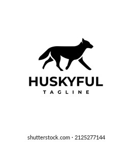 illustration vector graphic template of husky dog silhouette logo