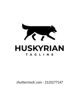 illustration vector graphic template of husky dog silhouette logo