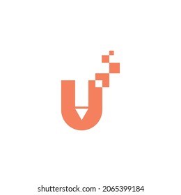 Illustration vector graphic template of letter U pencil logo