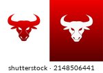 Illustration vector graphic of template logo head face bull red color