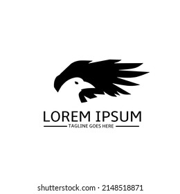 Illustration vector graphic of template logo Raven and wing black color