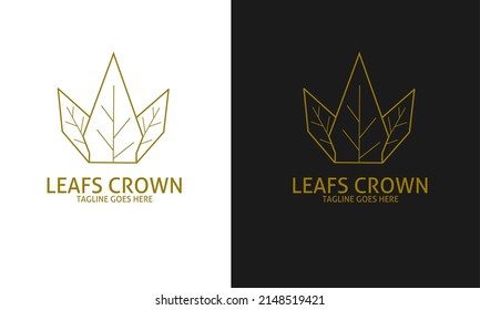 Illustration vector graphic of template logo icon leafs crown gold color