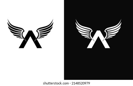 Illustration vector graphic of template logo icon monogram initial letters A with angels wing