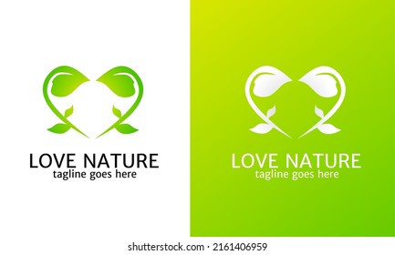 Ilustración vectorial gráfico del logotipo de la plantilla naturaleza de amor simple