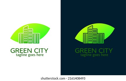 Ilustración vectorial gráfico del logo de la plantilla diseño simple ciudad verde con el fondo de los folletos