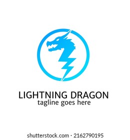 Illustration vector graphic of template logo lightning dragon blue color 