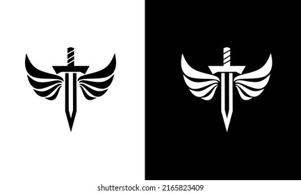Illustration vector graphic of template logo sword wings