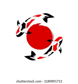 Ilustración vectorial gráfico del logo de la plantilla dos peces koi de Japón perfecto para cultivar el concepto del logo koi