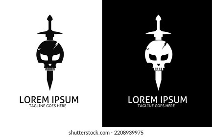 Illustration vector graphic of template logo sword and crack skull