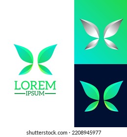 Ilustración vectorial gráfico del logotipo de plantilla degradado abstracto mariposa