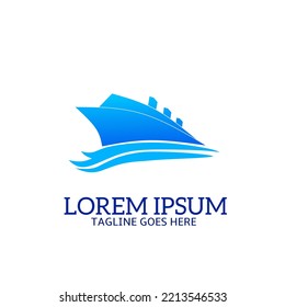 Illustration vector graphic of template logo ship with wave