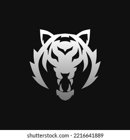 Illustration vector graphic of template logo abstract head tiger silver color