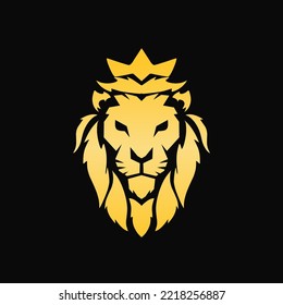 Illustration vector graphic of template logo head face lion king golden color