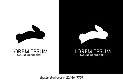 Ilustración vectorial gráfico del logotipo de plantilla conejo color simple negro y blanco