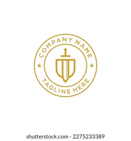 Illustration, Vektorgrafik von Template-Logo Schwert und Schild perfekt für Krieger-Konzept-Logo	