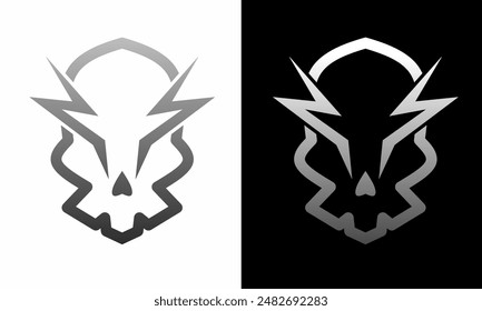 illustration vector graphic of template logo design skull with electricity