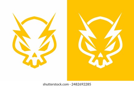 illustration vector graphic of template logo design skull with electricity