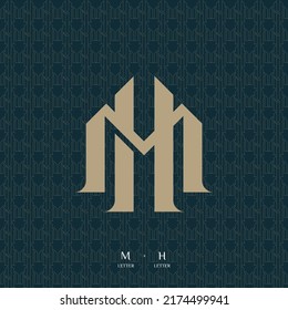 Plantilla gráfica vectorial de ilustración del logotipo de M H Monograma