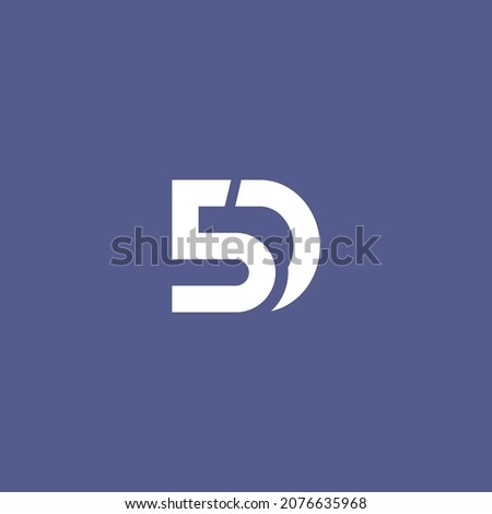 Illustration vector graphic template of number 5 and letter D, B or S logo