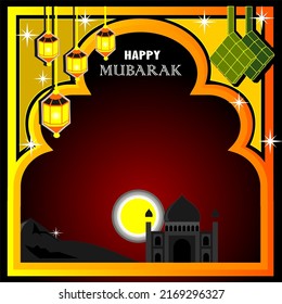 illustration vector graphic of template peringatan hari raya besar islam contoh idul adha atau idul fitrih, ect.