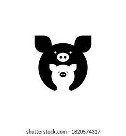 Illustration vector graphic template of pig negative space logo