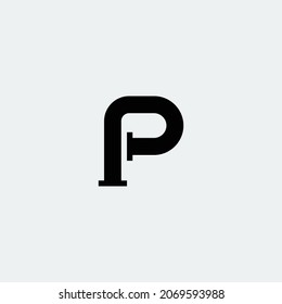 Ilustración de la plantilla gráfica vectorial de los tubos logotipo inicial P o B