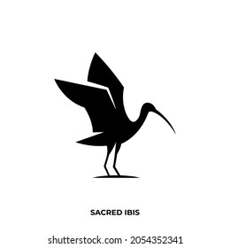 Ilustración de la plantilla gráfica vectorial del logo sagrado de la silueta ibis